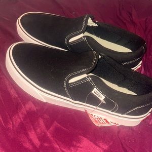 black slip on vans, authentic
